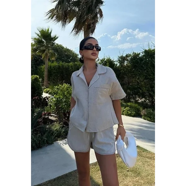 Carnation Keten Şort Takım 9470-12