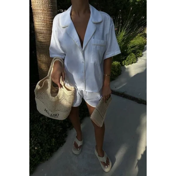 Carnation Keten Şort Takım 9470-12