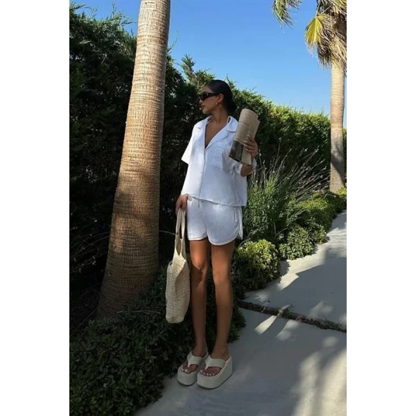 Carnation Keten Şort Takım 9470-12