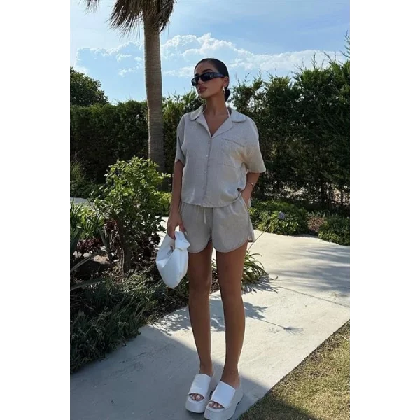 Carnation Keten Şort Takım 9470-12