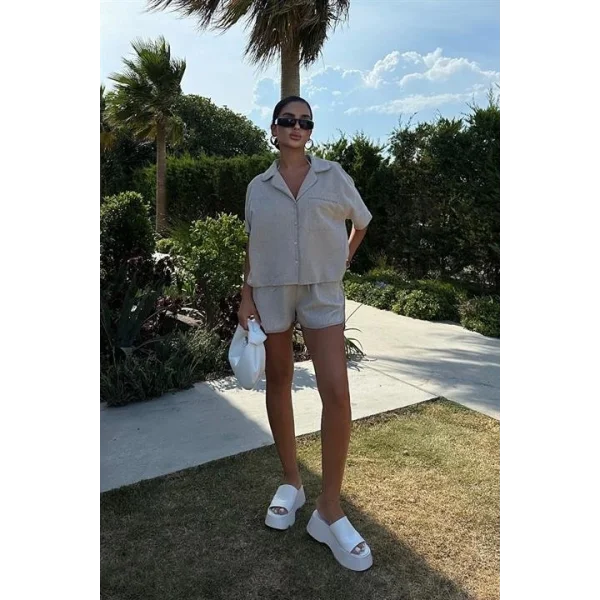 Carnation Keten Şort Takım 9470-12