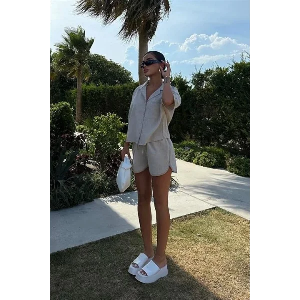 Carnation Keten Şort Takım 9470-12