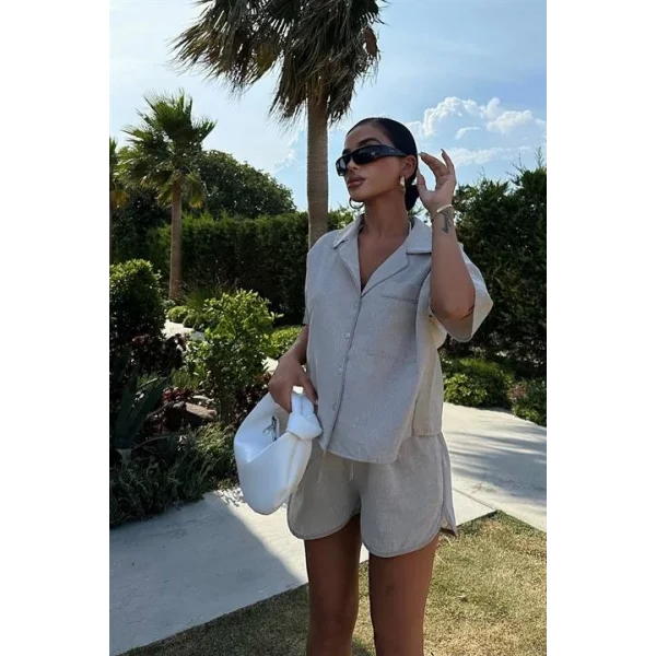 Carnation Keten Şort Takım 9470-12