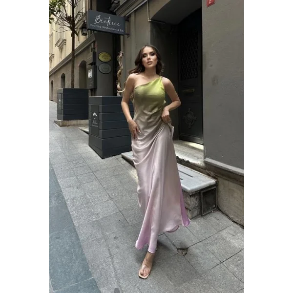 Carol Tek Omuz Saten Elbise 2613