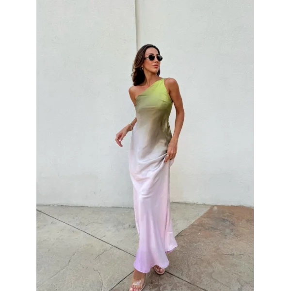 Carol Tek Omuz Saten Elbise 2613