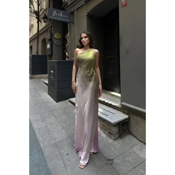 Carol Tek Omuz Saten Elbise 2613