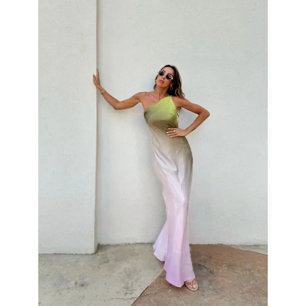 Carol Tek Omuz Saten Elbise 2613