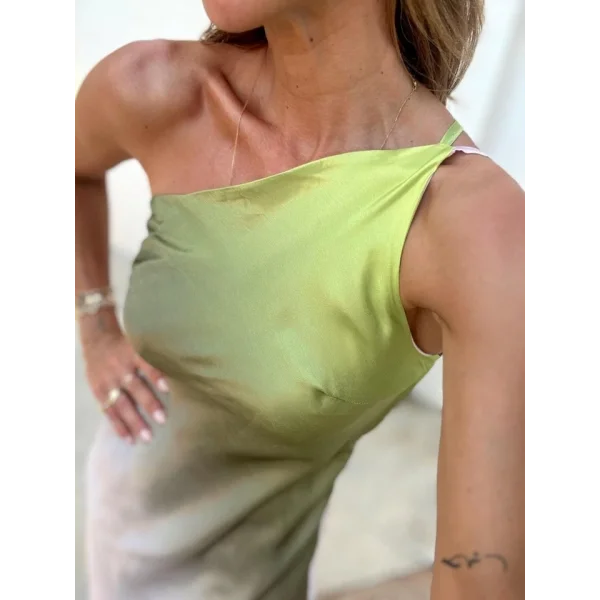 Carol Tek Omuz Saten Elbise 2613