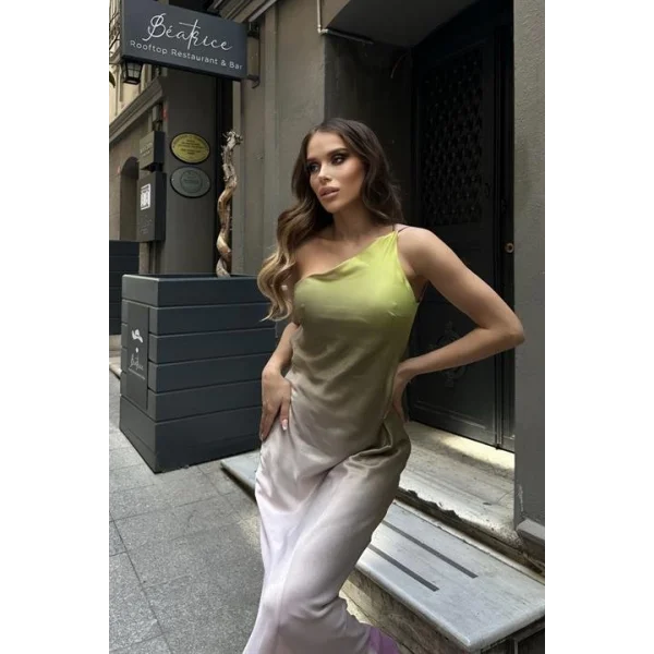 Carol Tek Omuz Saten Elbise 2613