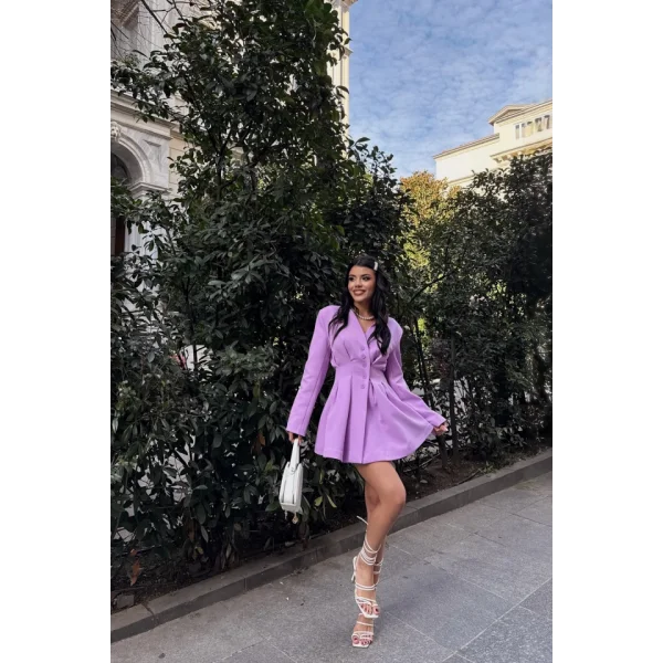 CEKET ELBİSE PENS DETAYLI - Lila