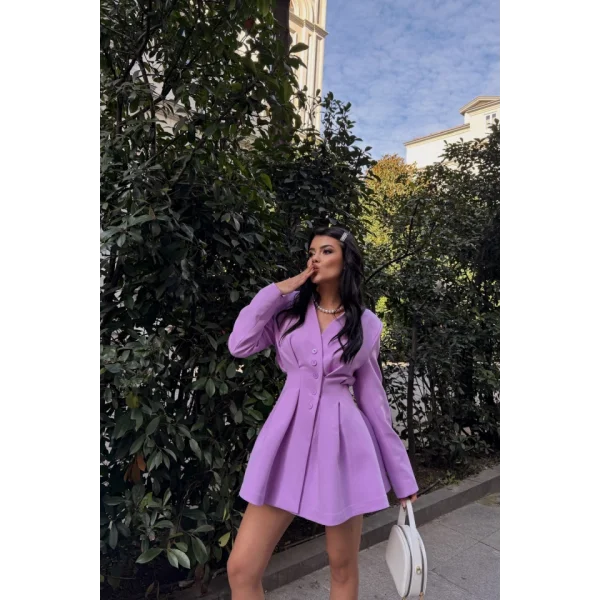 CEKET ELBİSE PENS DETAYLI - Lila