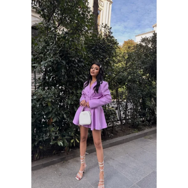 CEKET ELBİSE PENS DETAYLI - Lila