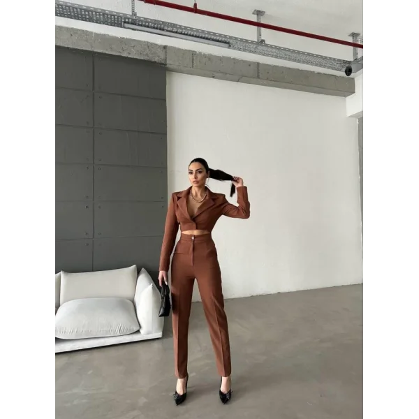 CEKET YAKA BEL DEKOLTELİ TULUM - Acı Kahve