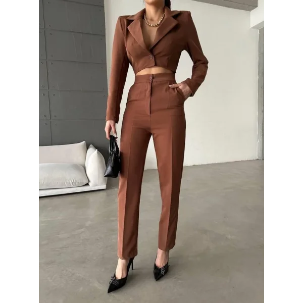 CEKET YAKA BEL DEKOLTELİ TULUM - Acı Kahve