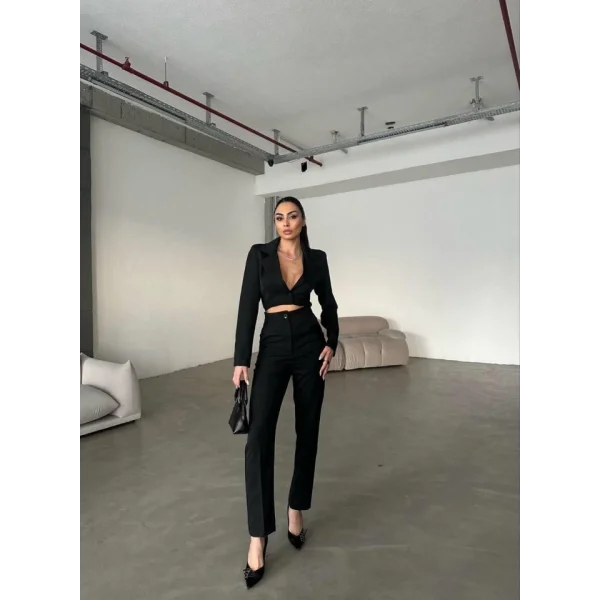 CEKET YAKA BEL DEKOLTELİ TULUM - Siyah