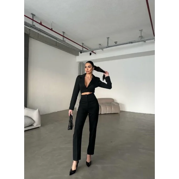 CEKET YAKA BEL DEKOLTELİ TULUM - Siyah