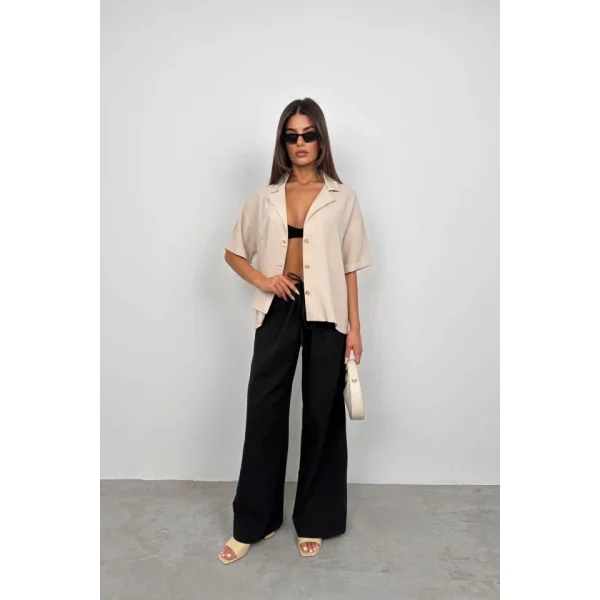 Ceket Yaka Keten Gömlek