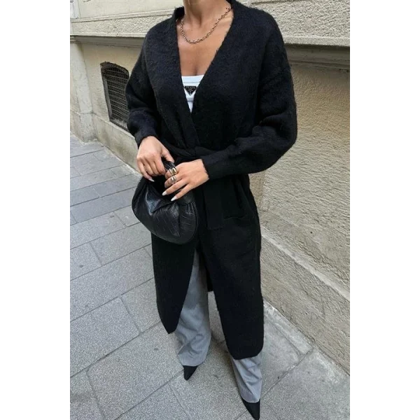 Cep Detay Kuşaklı Hırka 5171