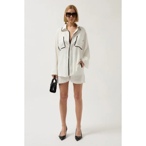 Cep Detay Oversize Gömlek