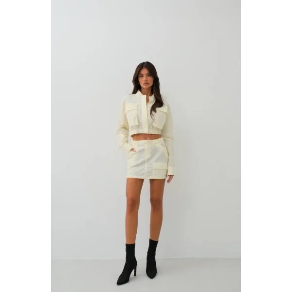 Cep Detay Paraşüt Crop Ceket