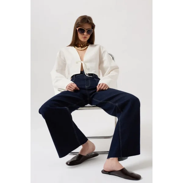 Cep Detay Yüksek Bel Jean