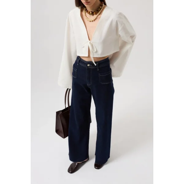 Cep Detay Yüksek Bel Jean