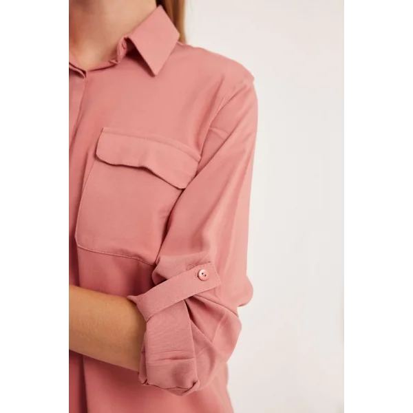 Cep Detaylı Gömlek 20234  Gül Kurusu