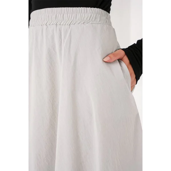 Cep Detaylı Uzun Etek 8024  Gri