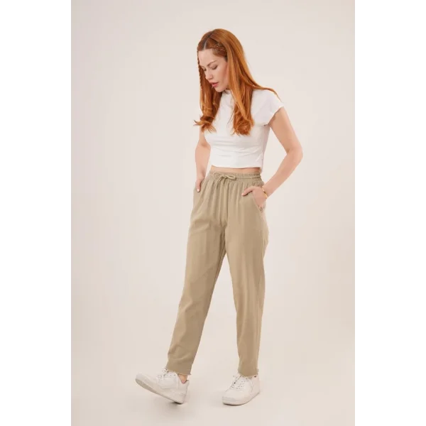Cepli Belden Bağlamalı Paça Detaylı Haki Pantolon