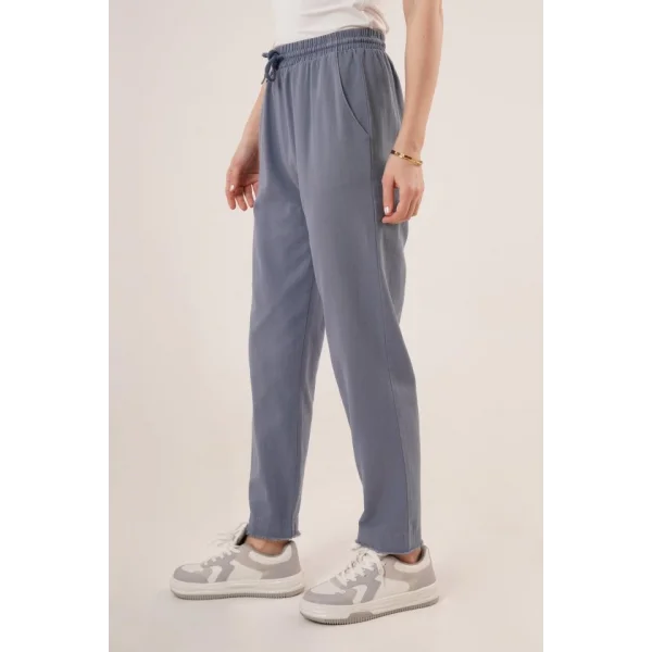 Cepli Belden Bağlamalı Paça Detaylı İndigo Pantolon