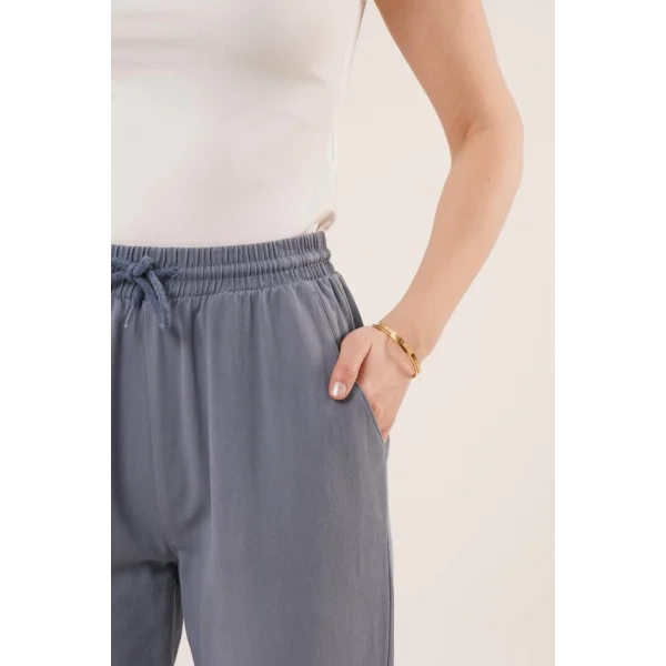 Cepli Belden Bağlamalı Paça Detaylı İndigo Pantolon