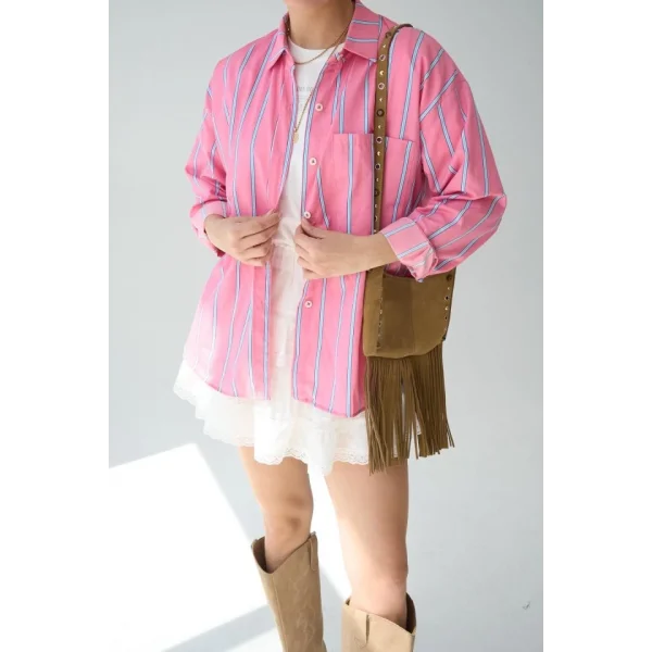 Cepli Gömlek - Pembe-Mavi