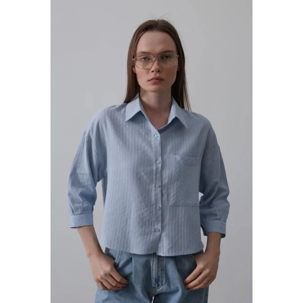 Cepli Kısa Kesim Gömlek - Bebe Mavisi