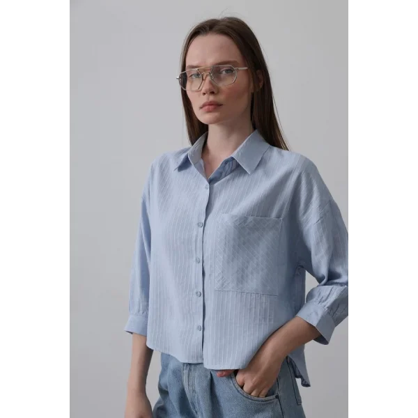 Cepli Kısa Kesim Gömlek - Bebe Mavisi