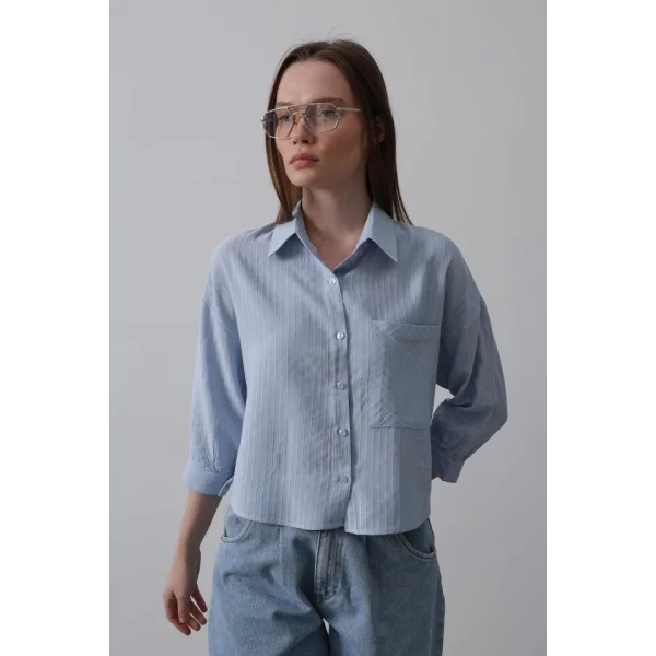 Cepli Kısa Kesim Gömlek - Bebe Mavisi