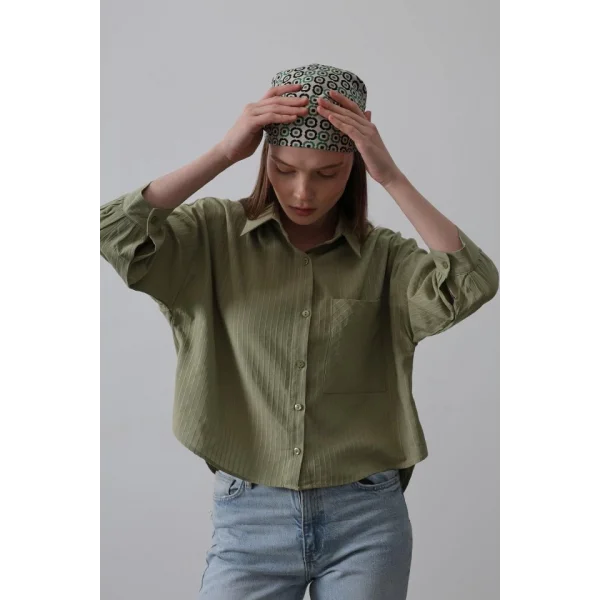 Cepli Kısa Kesim Gömlek - Haki