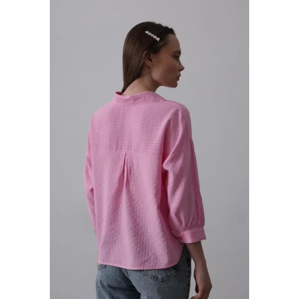 Cepli Kısa Kesim Gömlek - Pembe