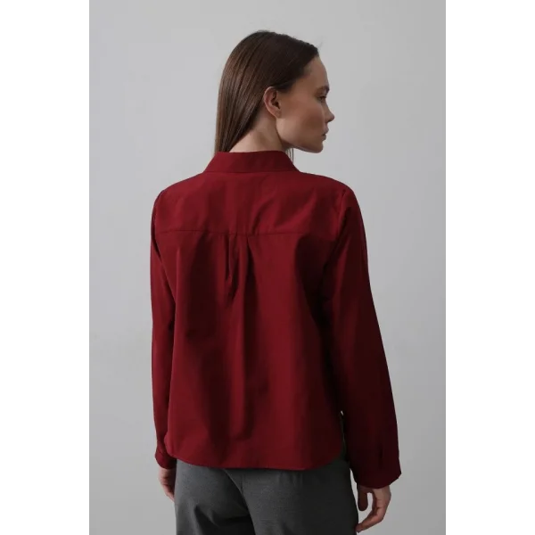 Cepli Uzun Kol Gömlek - Bordo