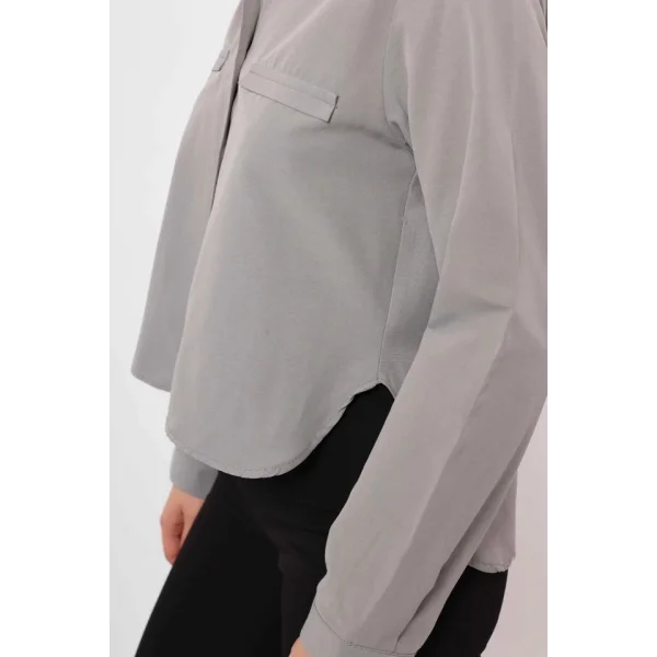 Cepli Uzun Kol Gömlek - Gri