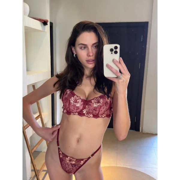 Charlotte Brode Takım - Bordo Çiçekli