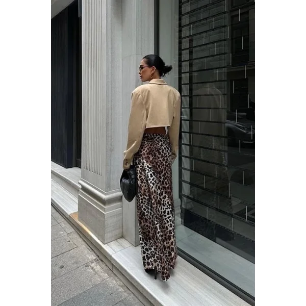 Chloe Animal Desen Saten Etek 4044