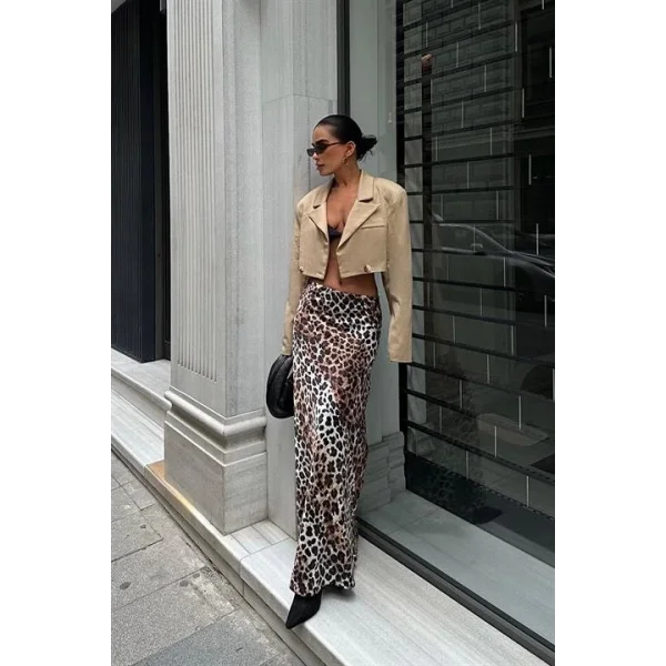 Chloe Animal Desen Saten Etek 4044