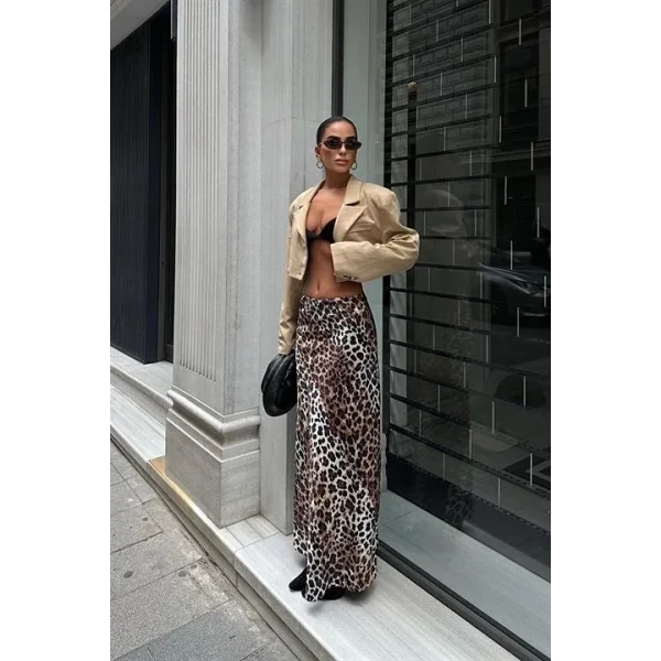 Chloe Animal Desen Saten Etek 4044