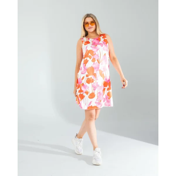 Çiçek Desen Saten Elbise