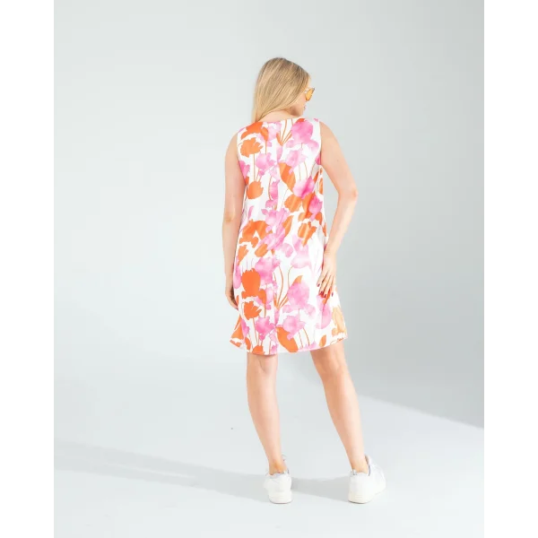 Çiçek Desen Saten Elbise