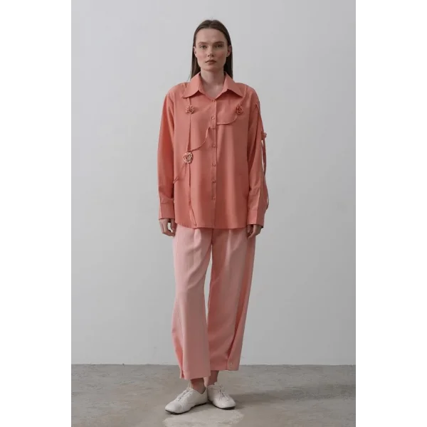 Çiçekli Oversize Gömlek  omon