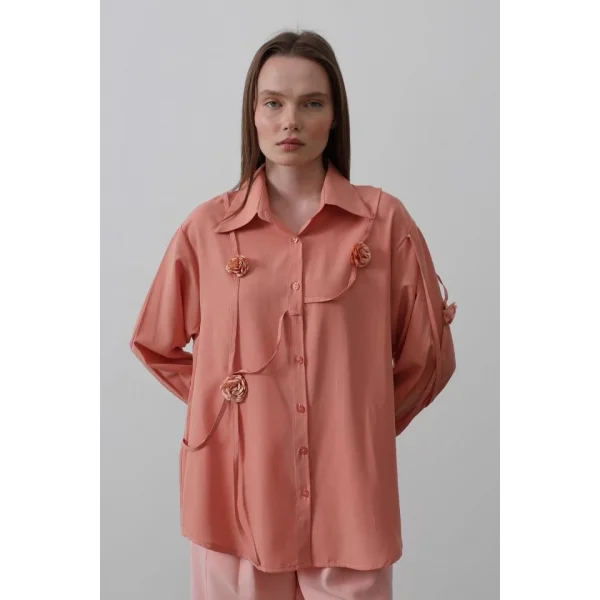 Çiçekli Oversize Gömlek  omon