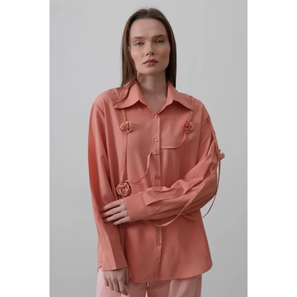Çiçekli Oversize Gömlek  omon