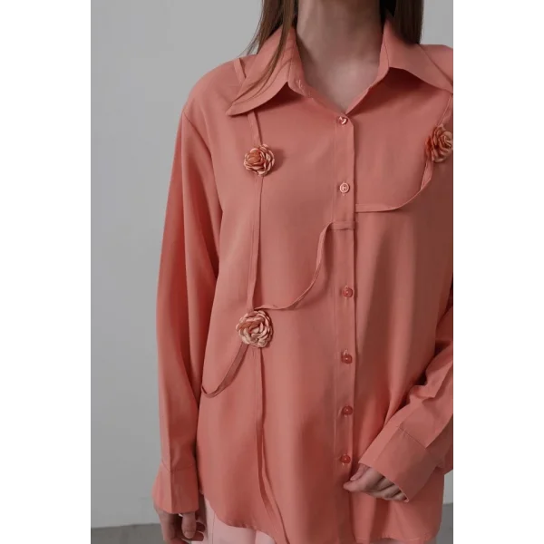Çiçekli Oversize Gömlek  omon