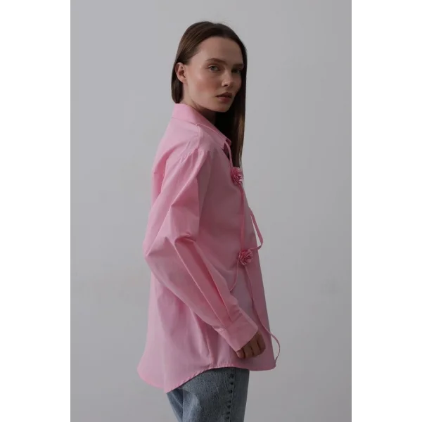 Çiçekli Oversize Gömlek  Pembe